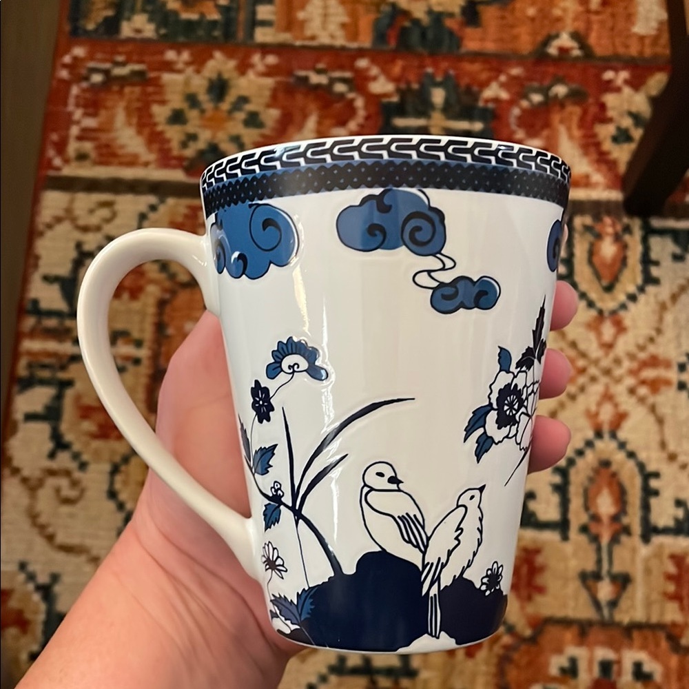 Blue and White Bird Design Mug
